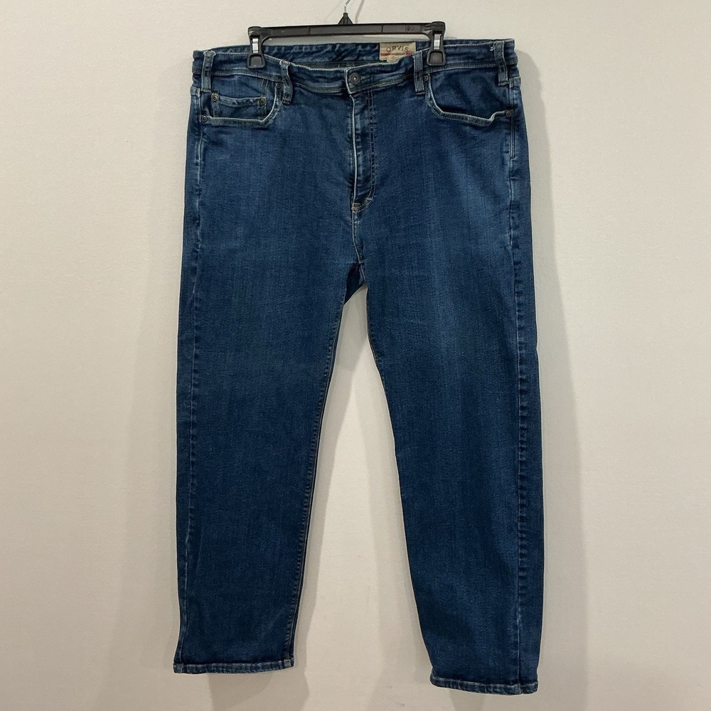 Orvis 5 Five Pocket Men's Blue Jeans 42x30 2ML2 Straight Leg Trust Your Fly